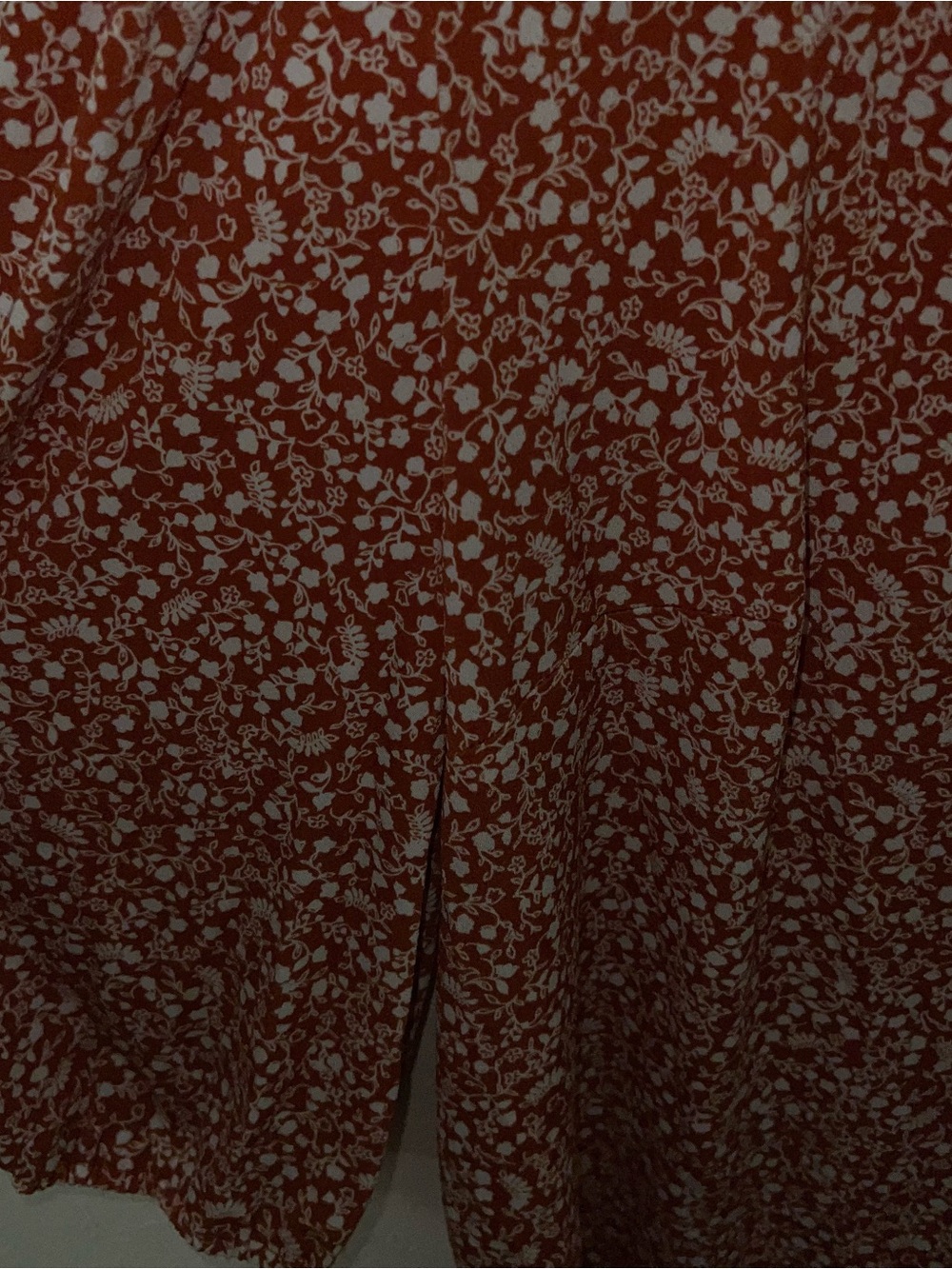 Adrianna Papell Rust Orange Colored White Floral Print Long Sleeve Blouse 2X. - Picture 3 of 7